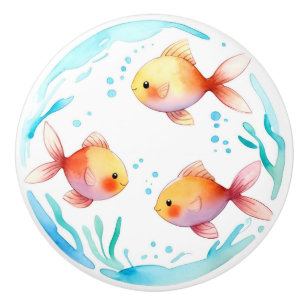 Pomo De Cerámica Agua de pescado de oro puro Océano Náutico