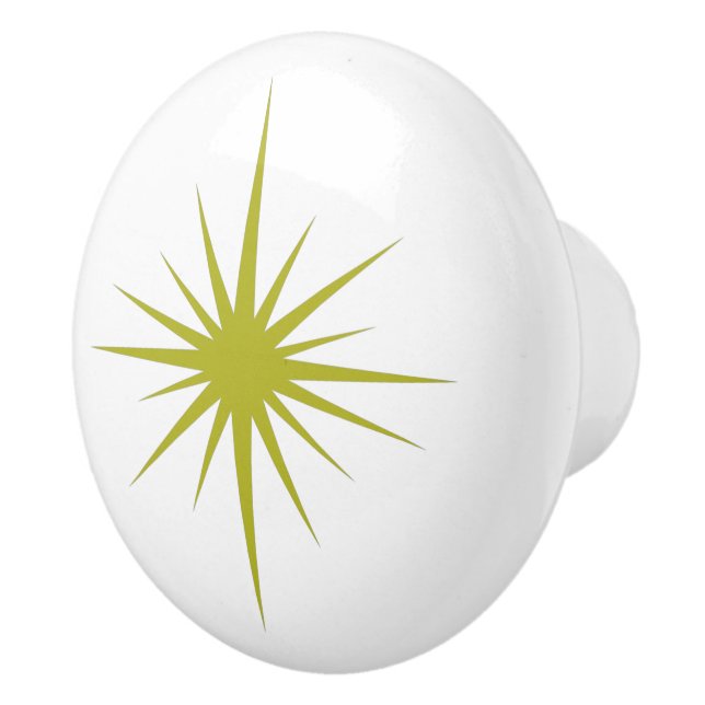 Pomo De Cerámica Aguacate Green Starburst Atómico a mediados del si (Derecha)