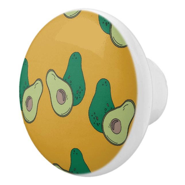 Pomo De Cerámica aguacate verde sobre el marrón (Derecha)