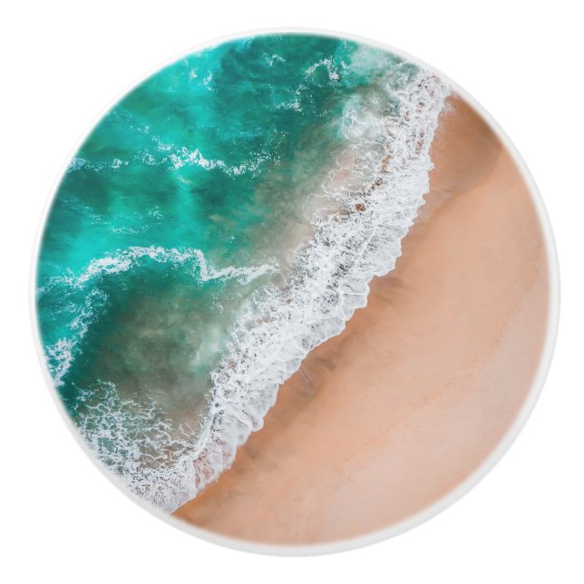 Pomo De Cerámica Aguas del océano en la playa y verano tropical (Anverso)