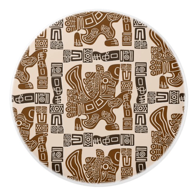 Pomo De Cerámica Águila azteca guerrera arte tribal antiguo (Anverso)