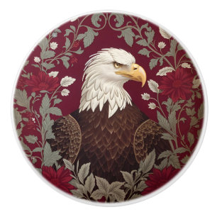 Pomo De Cerámica Águila Calva Elegante Floral Inspirada en William