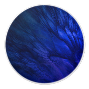 Pomo De Cerámica Alas místicas con plumas azules profundas