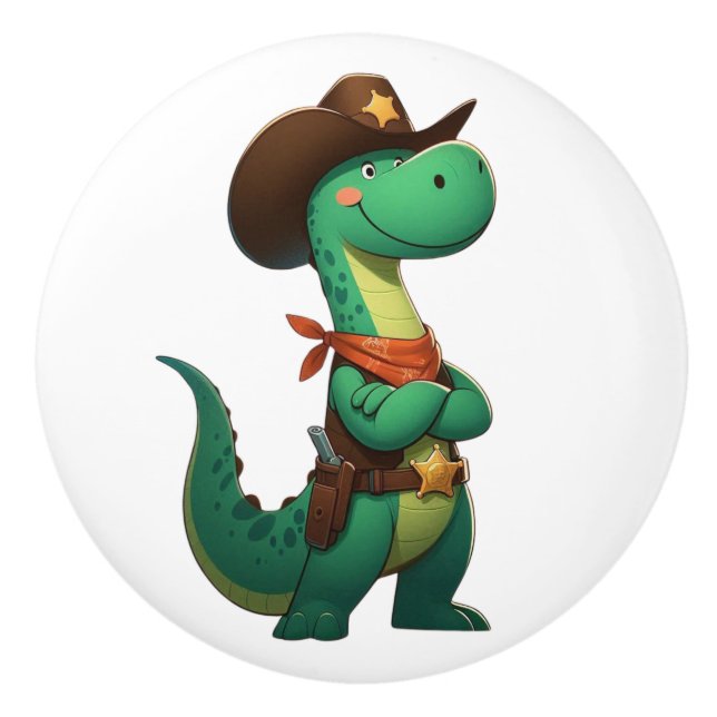 Pomo De Cerámica Alguacil/vaquero de dinosaurio (Anverso)