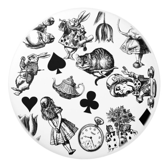 Pomo De Cerámica Alice White Rabbit Wonderland Classic (Anverso)