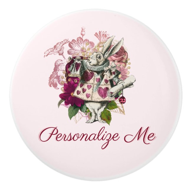 Pomo De Cerámica Alicia en el país de las maravillas el conejo blan (Anverso)