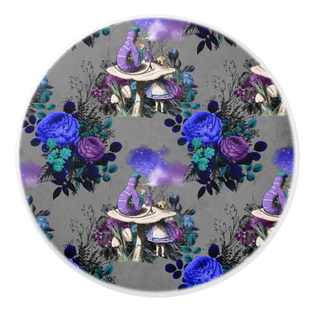 Pomo De Cerámica Alicia en las flores fumadoras de oruga (Anverso)