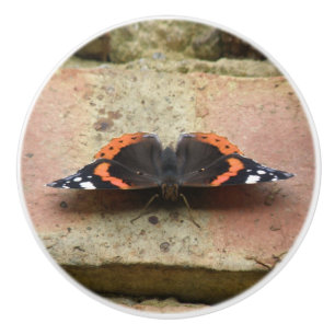 Pomo De Cerámica Almirante rojo mariposa cerámica pomo
