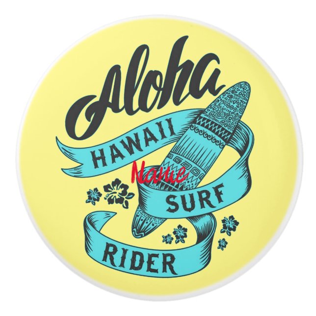 Pomo De Cerámica Aloha Hawaii Surf Rider Thunder_Cove (Anverso)