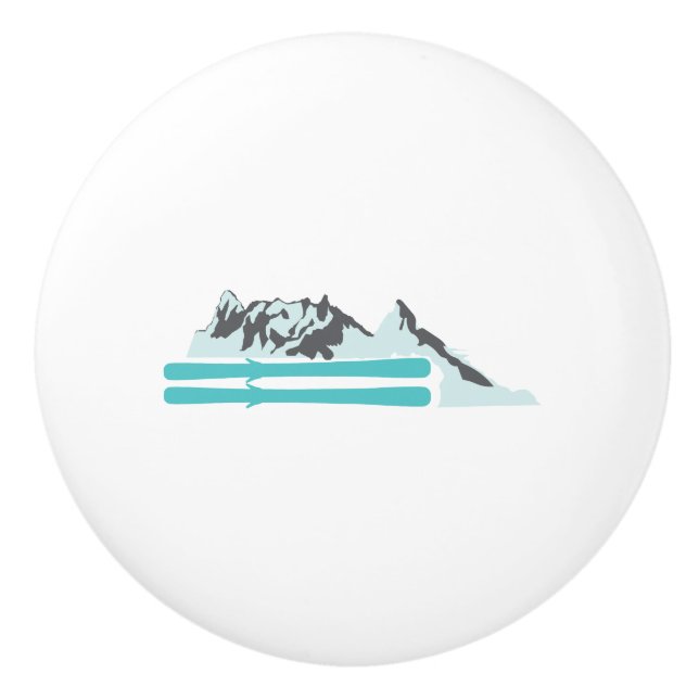 Pomo De Cerámica Alpes Esquí Deportes de Invierno Idea de Regalo (Anverso)