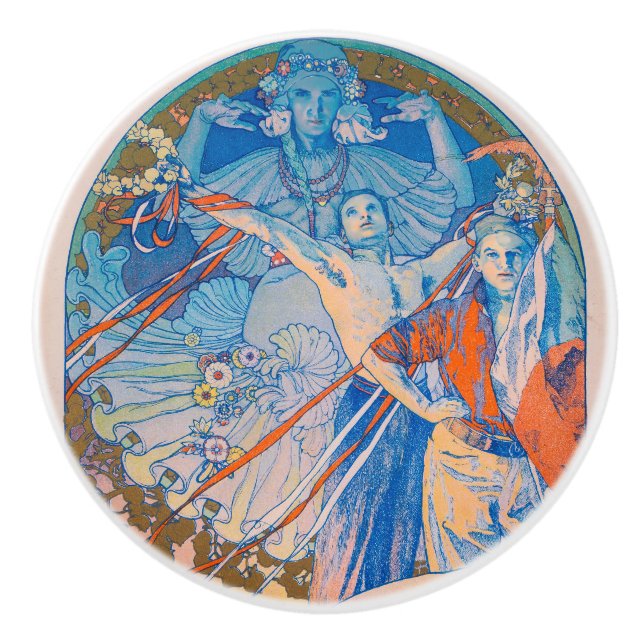 Pomo De Cerámica Alphonse Mucha para el Festival Sokol (1926) (Anverso)