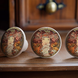 Pomo De Cerámica Alphonse Mucha Sarah Bernhardt Art Nouveau