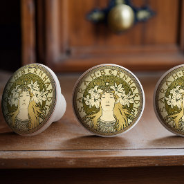 Pomo De Cerámica Alphonse Mucha Sarah Bernhardt Art Nouveau