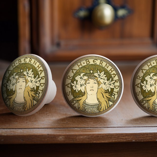 Pomo De Cerámica Alphonse Mucha Sarah Bernhardt Art Nouveau (Subido por el creador)