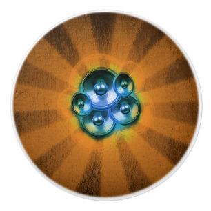 Pomo De Cerámica Altavoces de música y ráfaga de sol naranja