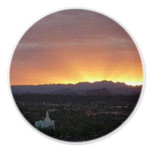 Pomo De Cerámica Amanecer sobre el paisaje de St. George Utah