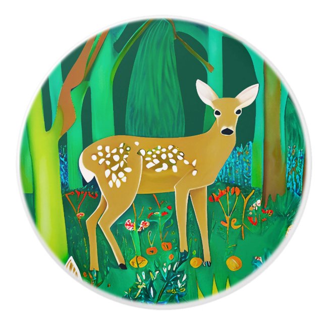 Pomo De Cerámica Amanecer visto en un ambiente de bosque fantástico (Anverso)