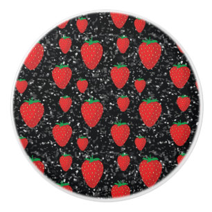 Pomo De Cerámica Amantes de la Fruta Fresa Roja Elegantes Bayas Dul