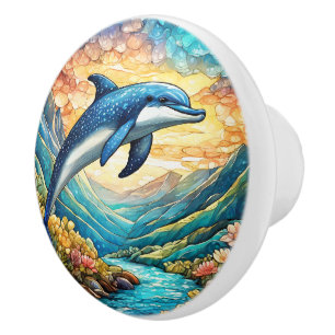 Pomo De Cerámica Amantes de los delfines de playa