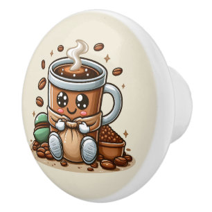 Pomo De Cerámica Amantes del café caliente
