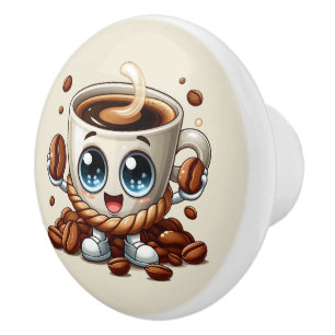 Pomo De Cerámica Amantes del café caliente
