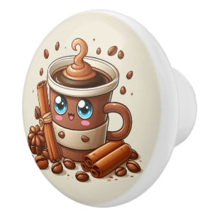 Pomo De Cerámica Amantes del café caliente