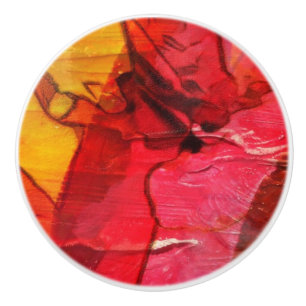 Pomo De Cerámica Amarillo rojo del arte de la acuarela