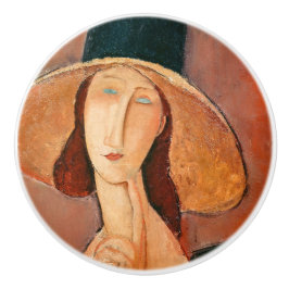 Pomo De Cerámica Amedeo Modigliani - Jeanne Hebuterne en gran Gorra