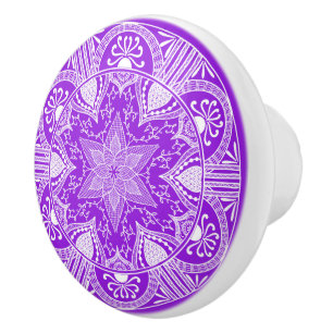 Pomo De Cerámica Amethyst Mandala