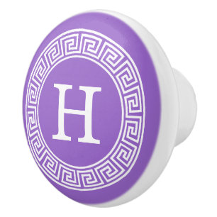 Pomo De Cerámica Amethyst What Greek Key Rnd Frame First Monograma