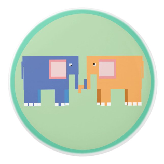 Pomo De Cerámica Amigos adorables del elefante (Anverso)