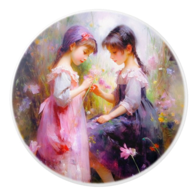 Pomo De Cerámica Amigos y flores (Anverso)