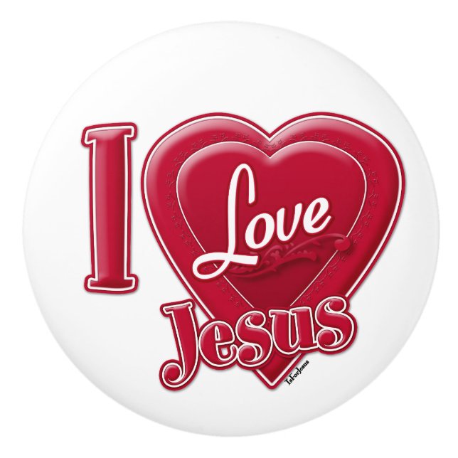 Pomo De Cerámica Amo a Jesús Corazón Rojo (Anverso)