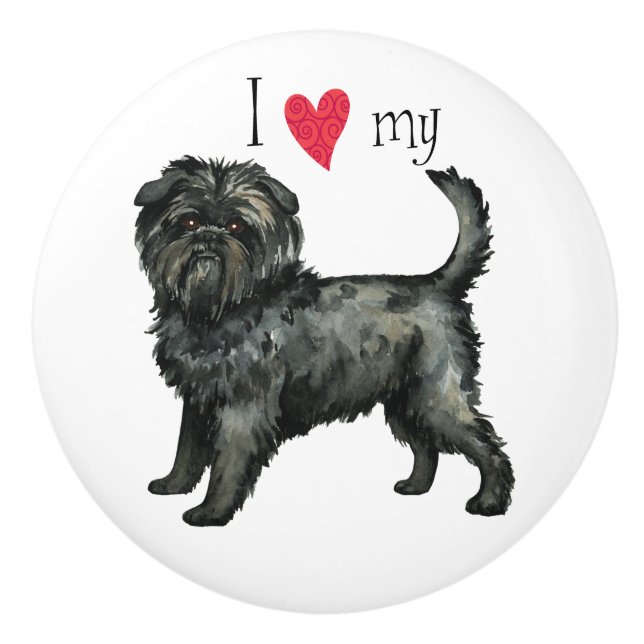 Pomo De Cerámica Amo a mi Affenpinscher (Anverso)