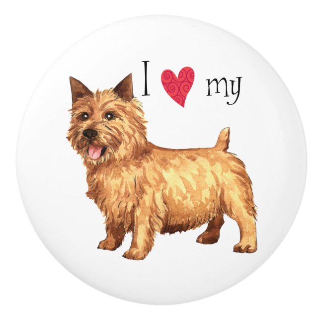 Pomo De Cerámica Amo a mi Norwich Terrier (Anverso)