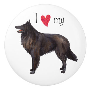Pomo De Cerámica Amo a mi Sheepdog belga