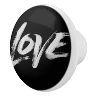 Pomo De Cerámica Amo caligrafía de palabra elegancia Letter negro