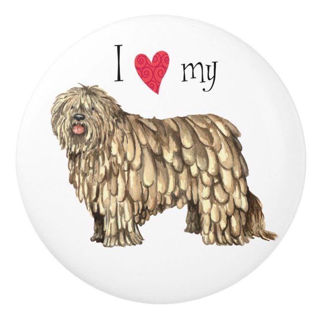 Pomo De Cerámica Amo mi Bergamasco (Anverso)