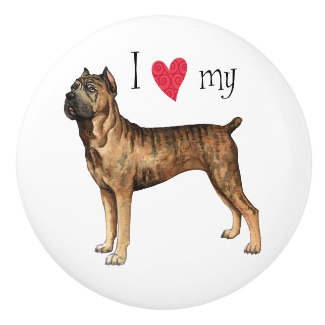 Pomo De Cerámica Amo mi Cane Corso (Anverso)