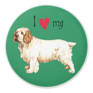 Pomo De Cerámica Amo mi Clumber Spaniel