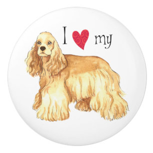 Pomo De Cerámica Amo mi cocker spaniel