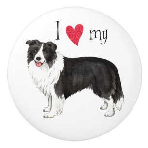 Pomo De Cerámica Amo mi Collie Fronterizo