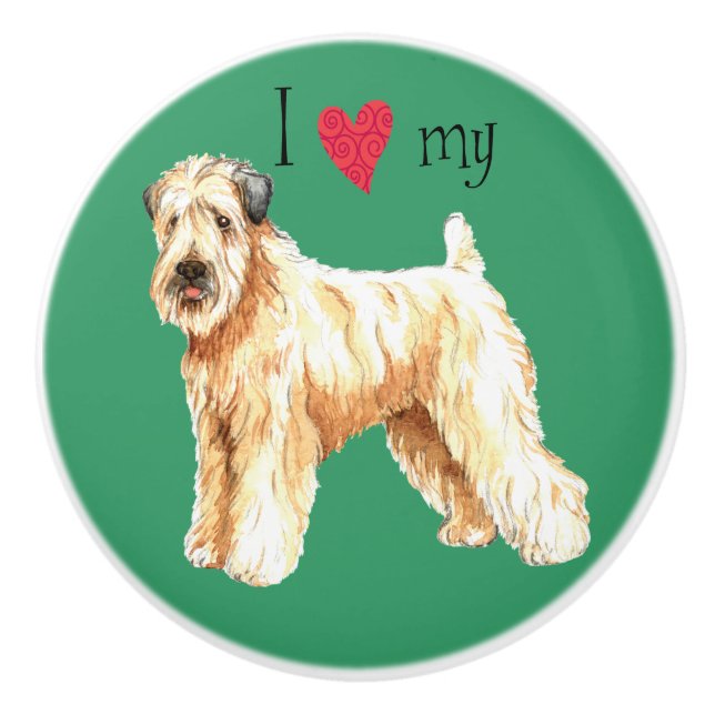 Pomo De Cerámica Amo mi Terrier de trigo (Anverso)