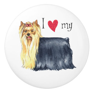 Pomo De Cerámica Amo mi Yorkie