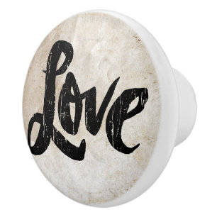 Pomo De Cerámica AMOR Palabra Leer Hippie Artist Studio Distress