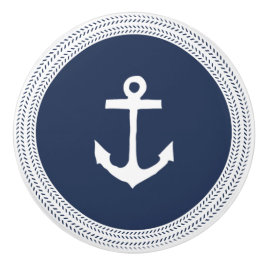 Pomo De Cerámica Ancla de la Armada Náutica y trenzado de cuerdas