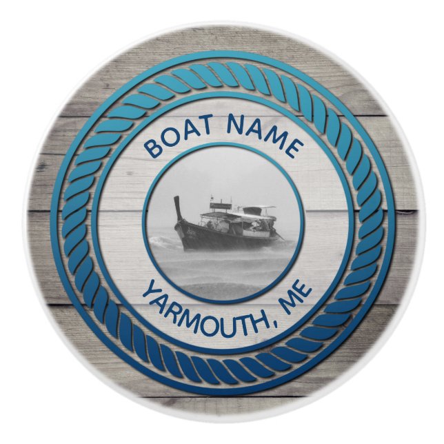 Pomo De Cerámica Anclaje Náutico de personalizado (Anverso)