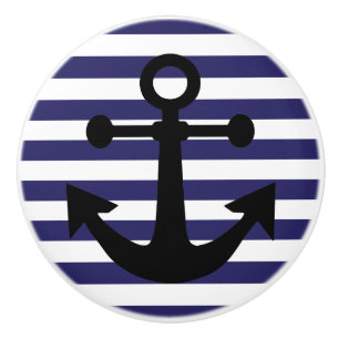 Pomo De Cerámica Anclas azules de la marina lejos