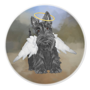 Pomo De Cerámica Angel del Terrier Escocés