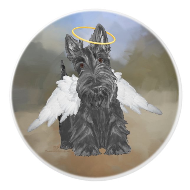 Pomo De Cerámica Ángel Terrier de Escocia (Anverso)